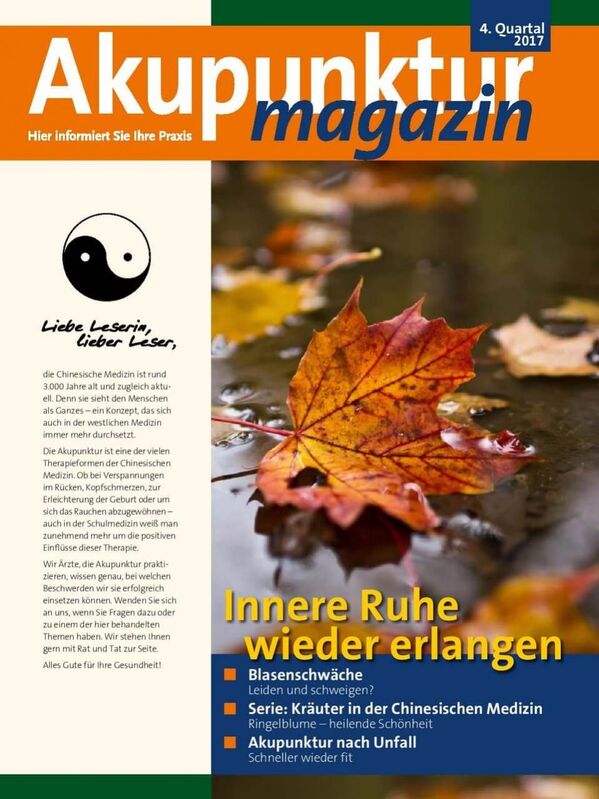 Akupunkturmagazin - Ausgabe 4/2017 - Dres. Anja & Gerrit Kuprat - Rain am Lech